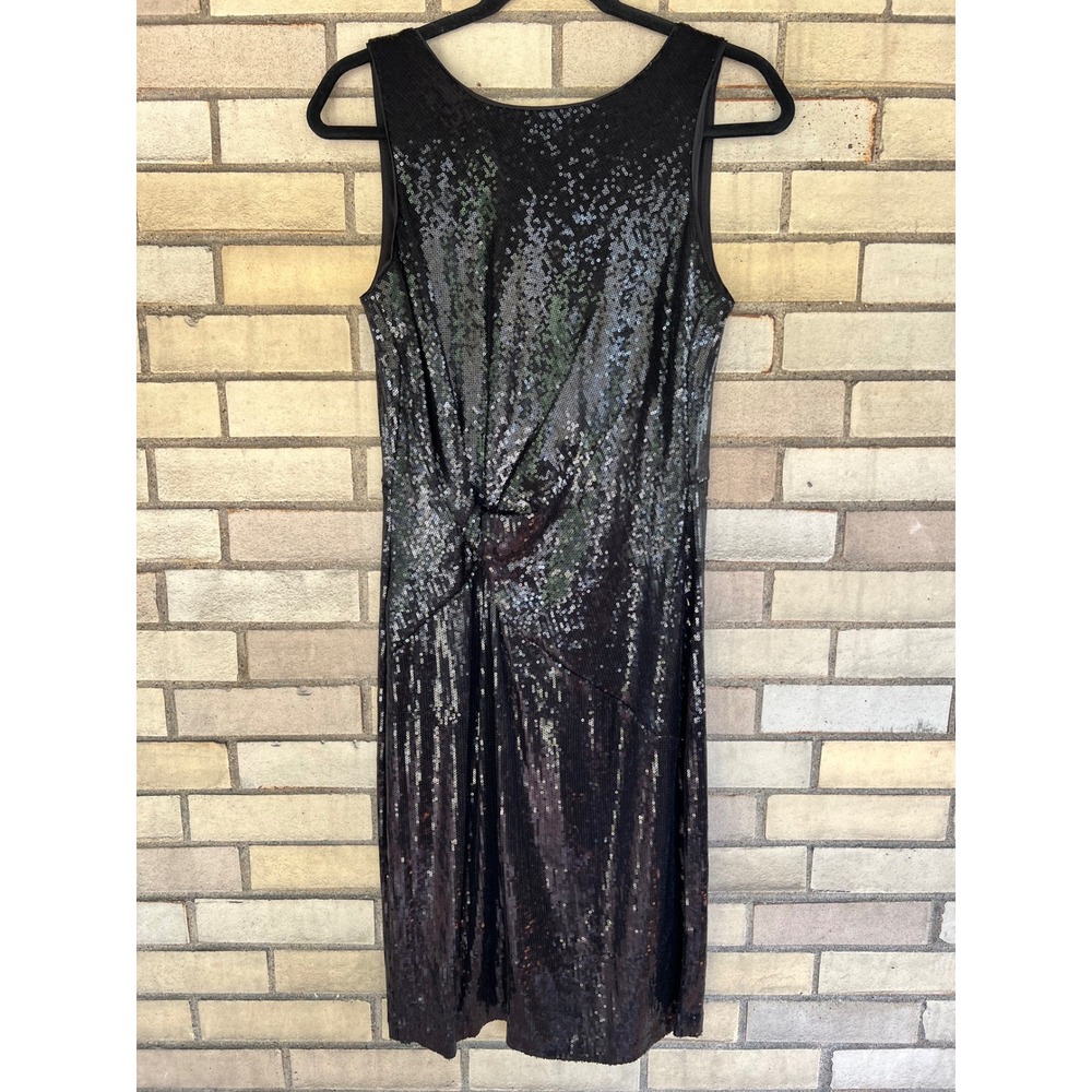Taylor Black Sequin Covered Knot Front‎ Sheath Cocktail Dress Size 10 Medium